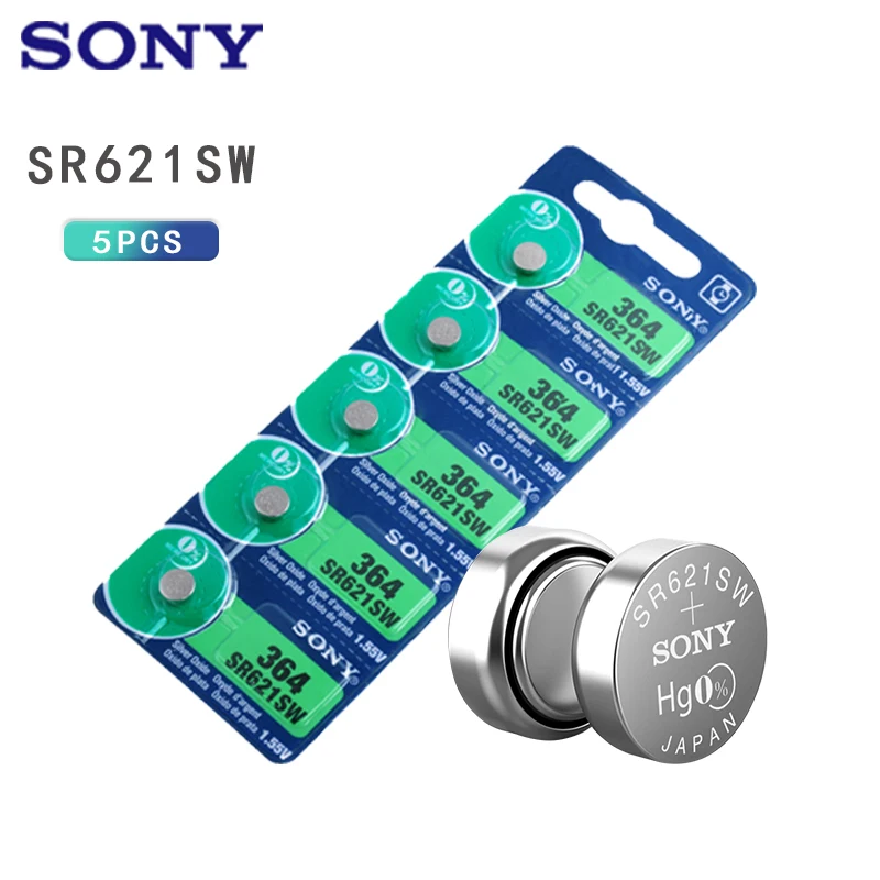 5 шт. аккумулятор для часов Sony 621 AG1 LR621 sr621sw 364A 1 в LR60 серебристый оксид | Электроника
