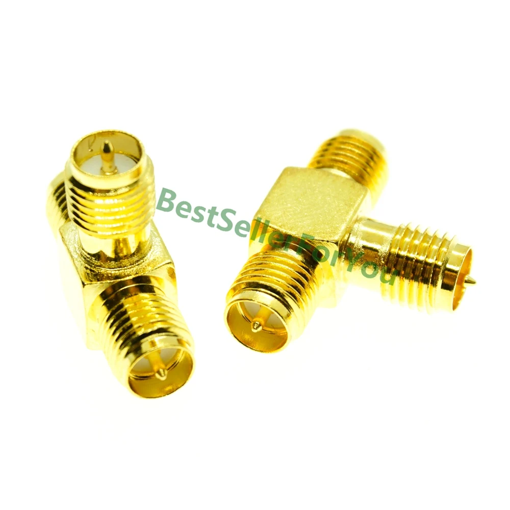 

RP-SMA female to 2x TWO double RP SMA jack triple T in series RF adapter connector 3 way