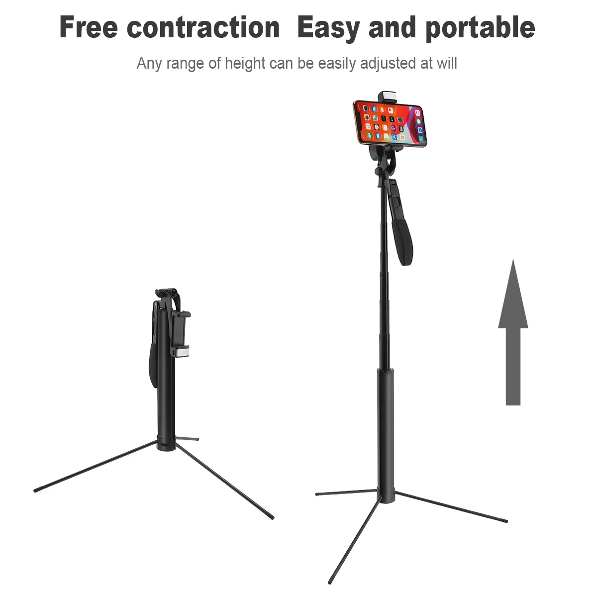 Portable Integrated Selfie Stick Tripod Live Stabilizer with Adjustable Double Fill Light Mobile Phone Bracket for Live / Video