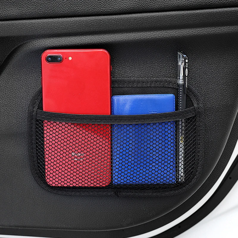 

Car Seat Organizer Mesh Bag Phone Holder Pocket Paste Net Pocket For Nissan Tiida X-Trail Teana Skoda Octavia Honda Crv Kia Rio