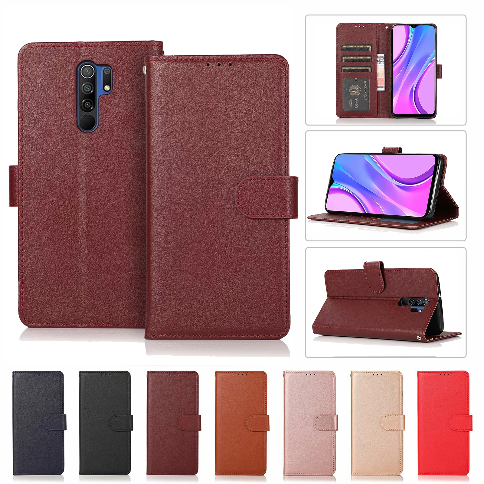 Кожаный чехол книжка для Xiaomi Redmi Note 9 8 7 6 5 Pro 10 9T 9A 9C 8A 7A 6A 5A 4X Plus Pocophone