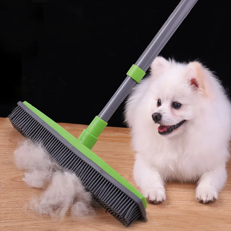 

Rubber Broom Floor Brush for Pet Hair Remover Adjustable Long Handle Silicone Broom Sweeper Wipe Window Househeld Cleaning Tools