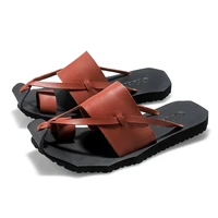 mens summer new fashion flip flops sandals male beach non slip leisure leather slipper hombre outdoor trendy flat casual sandal