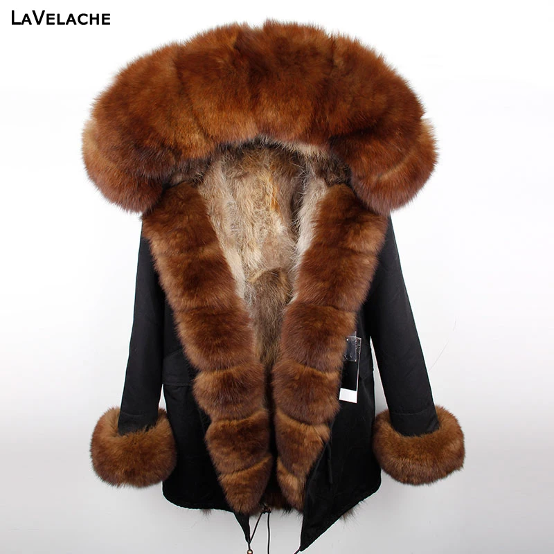 LaVelache 2020 новая зимняя куртка размера плюс Длинная женская Роскошная большая шуба