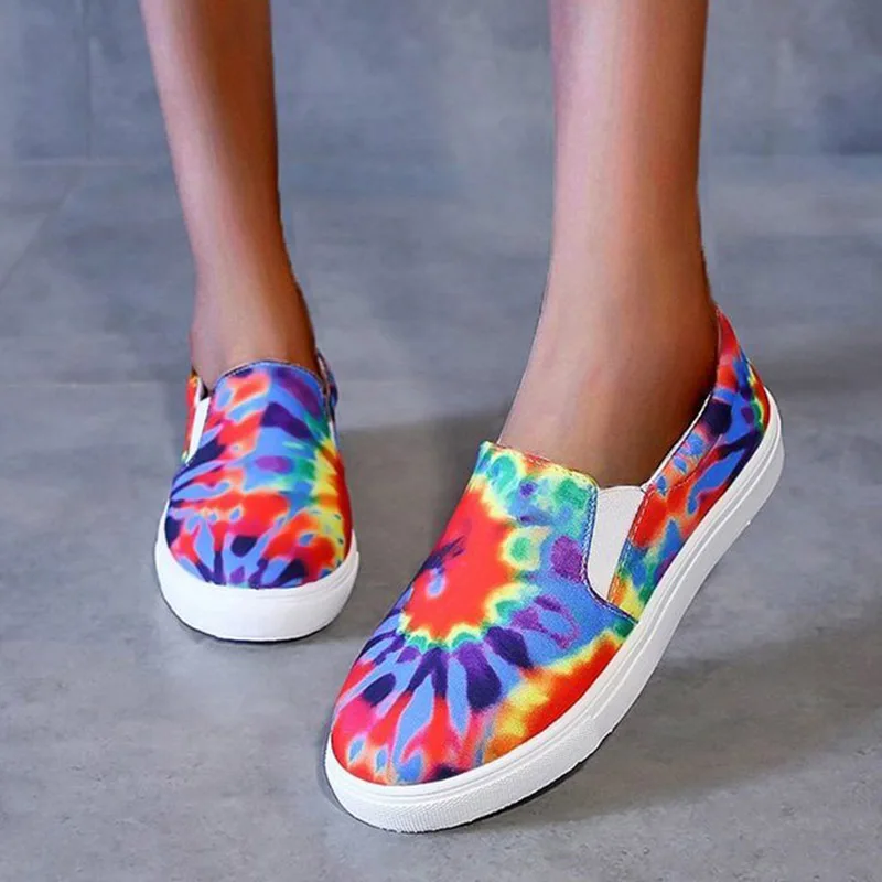 Лоферы женские в клетку повседневные без застежки радужные на плоской подошве