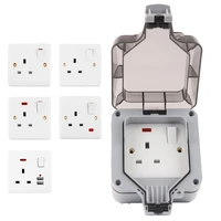 ip66 weatherproof waterproof outdoor wall power socket wall switch socket with usb light 13a grounded 250v uk standard