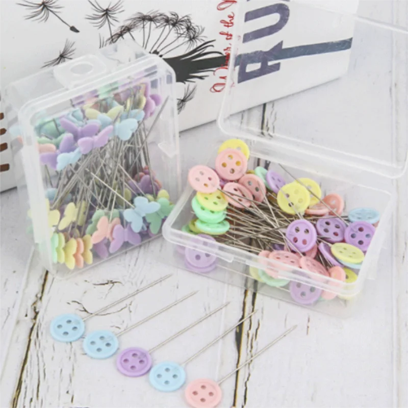 

50/100Pcs Patchwork Pins Flat Head Positioning Needles Dressmaking Apparel Garment DIY Crafts Handmade Make Sewing Accessories
