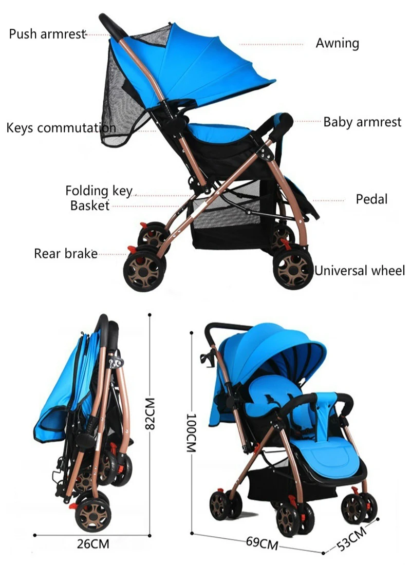 Baby Stroller Travel Pram Kids Carriage Baby Stollers Foldable Pushchair No Tax and Shipping From EU or CN