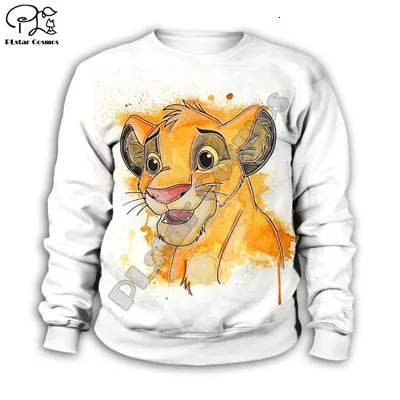 Blue Simba толстовка с капюшоном и 3D-принтом «Король Лев» для маленьких детей, толстовки на молнии стильная толстовка с длинными рукавами и рисунком для мальчиков и девочек-5 лет - Цвет: Blue