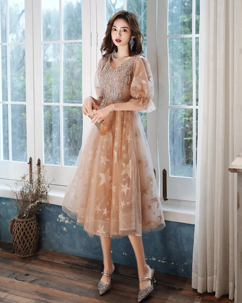 

Oversize 3XL Elegant V-neck Evening Dress Temperament A-line Banquet Dress Fairy Prom Dress Slim Bridesmaid Dress Mesh Dress