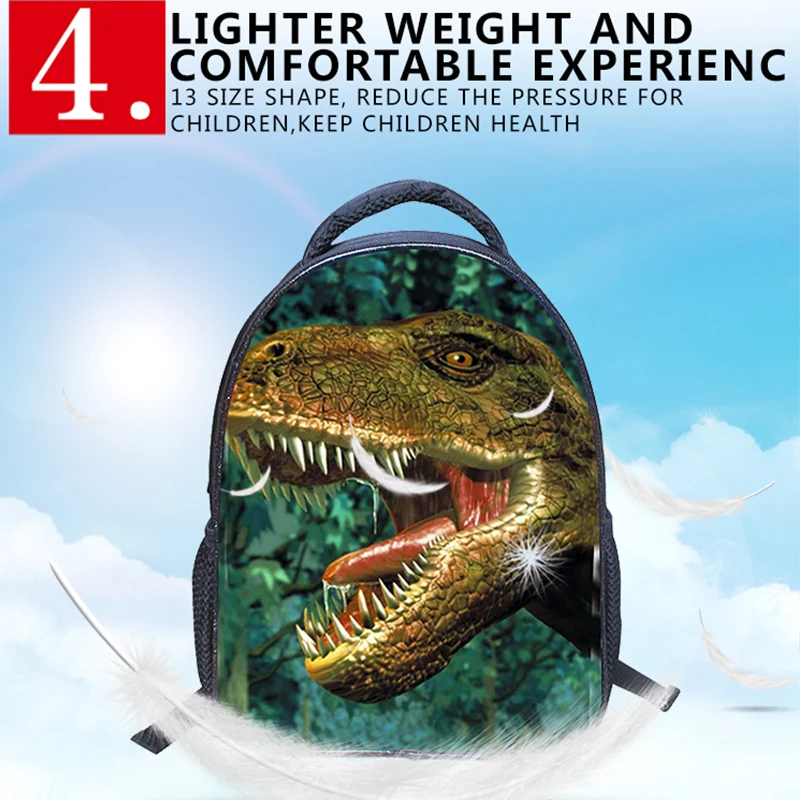 

School Bag for Boy Light Weight Backpack Dinosaur Printed Large Capacity Carton Backpack Student Cute Bagpack Mochila Preppy