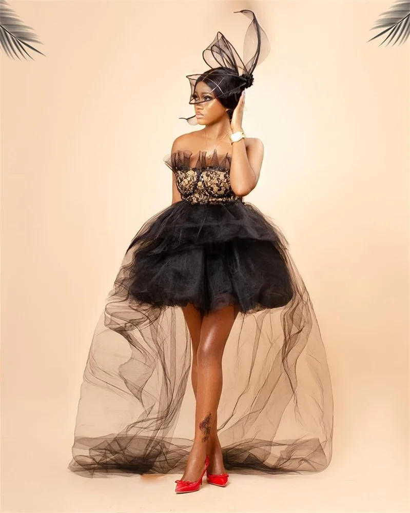

Aso Ebi Style Tulle Short African Prom Dresses Ruffles Mini Cocktail Party Gowns Robes De Cocktail Plus Size