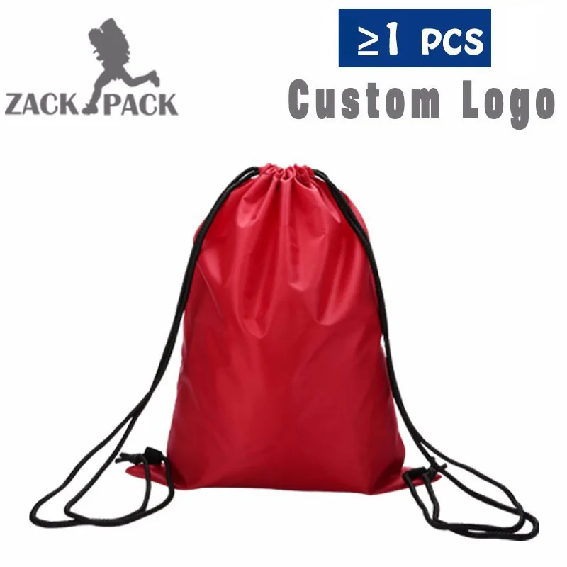 Zackpack сумка на шнурке спортивный водонепроницаемый рюкзак пакет карман на заказ Печать логотипа для мужчин женщин студентов - Цвет: red without logo