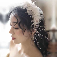 bride crystal juan yarn fabric flower headdress mori hair accessories set photo studio photo modeling wedding dress accessories