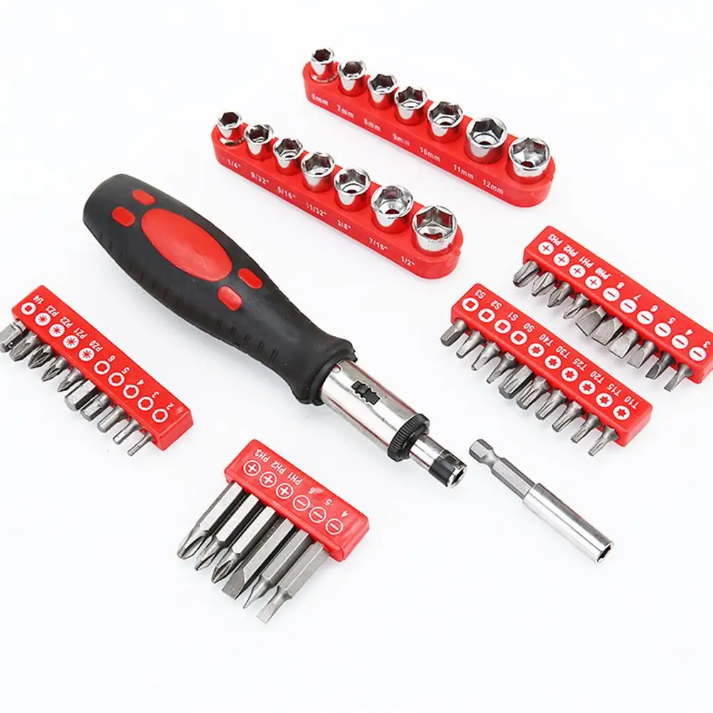 52 in 1 Multifunctional Anti-skid Ratchet Wrench Screwdriver Removable Insulation Chromium Plating for Bicycle Repair |