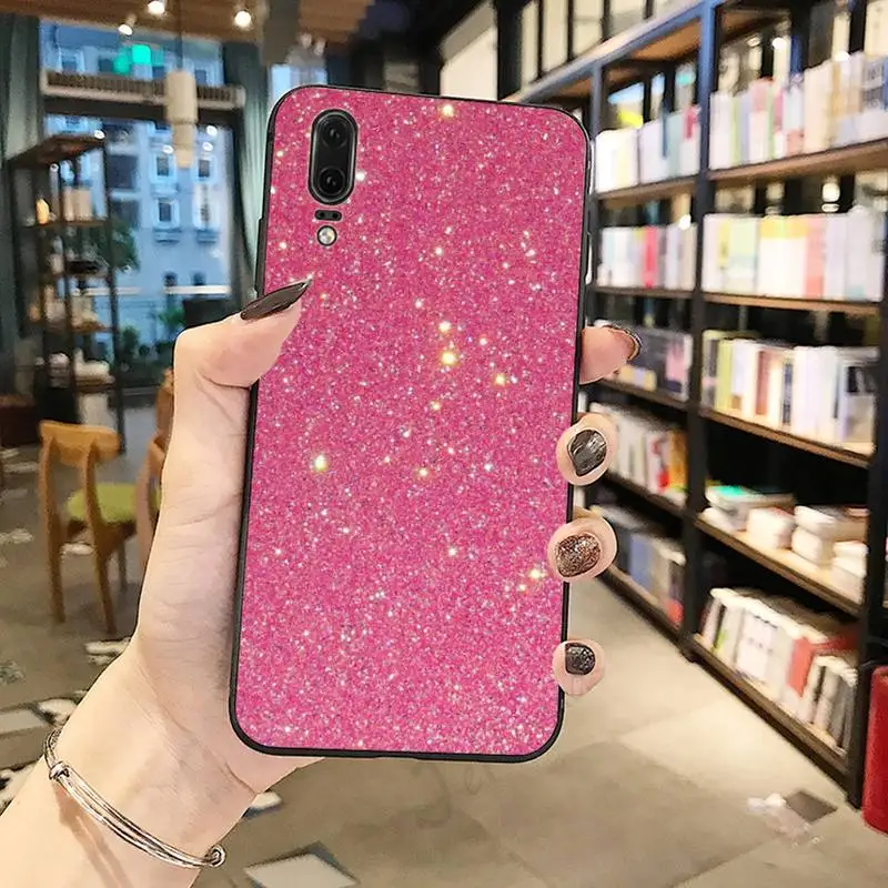 

Pink gold Shiny Love heart Phone Case For Huawei honor Mate P 10 20 30 40 Pro 10i 9 10 20 8 x Lite