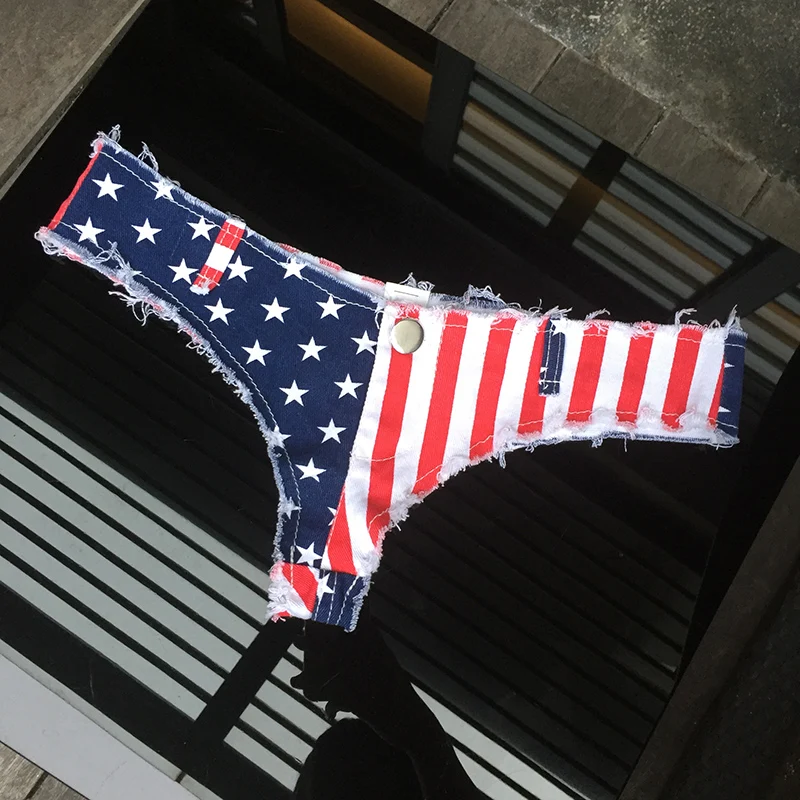 

Summer Women's American Flag Denim Shorts Female Sexy DS Dancer Costume 2021