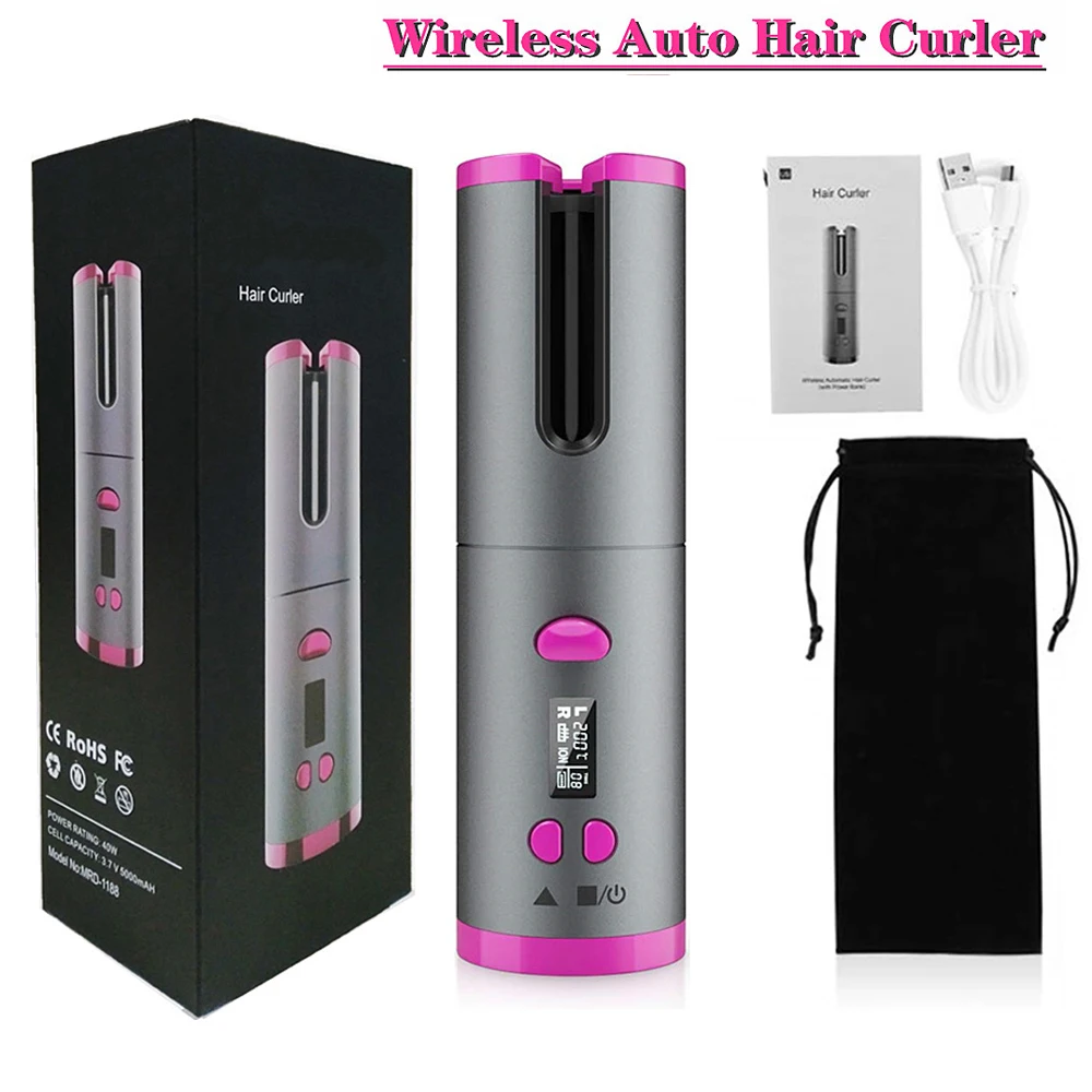 

Portable Curling Iron Wireless Hair Curler Automatic Hair Curler USB Charging Crimper Hair Straightener Iron Looper Hair Waves