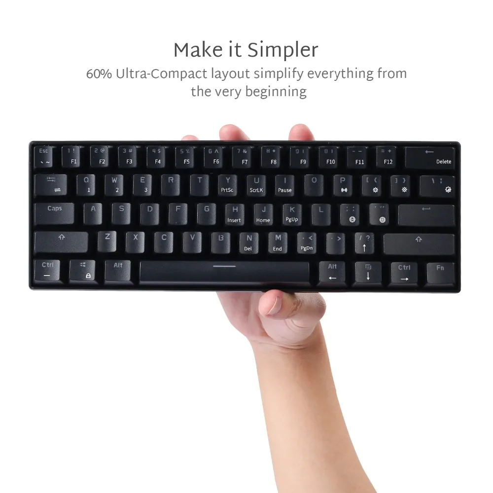 RK ROYAL KLUDGE RK61 Беспроводная Механическая игровая клавиатура 61 Ключ мультиустройство синий переключатель светодиодный аккумулятор с подсветкой