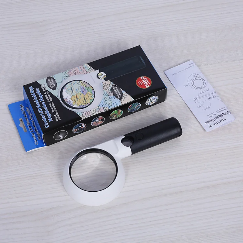 Lighted Magnifying Glass-5X 20X Hand held Reading Glasses with 11 LED Illuminated Light for Seniors Repair Coins | Инструменты