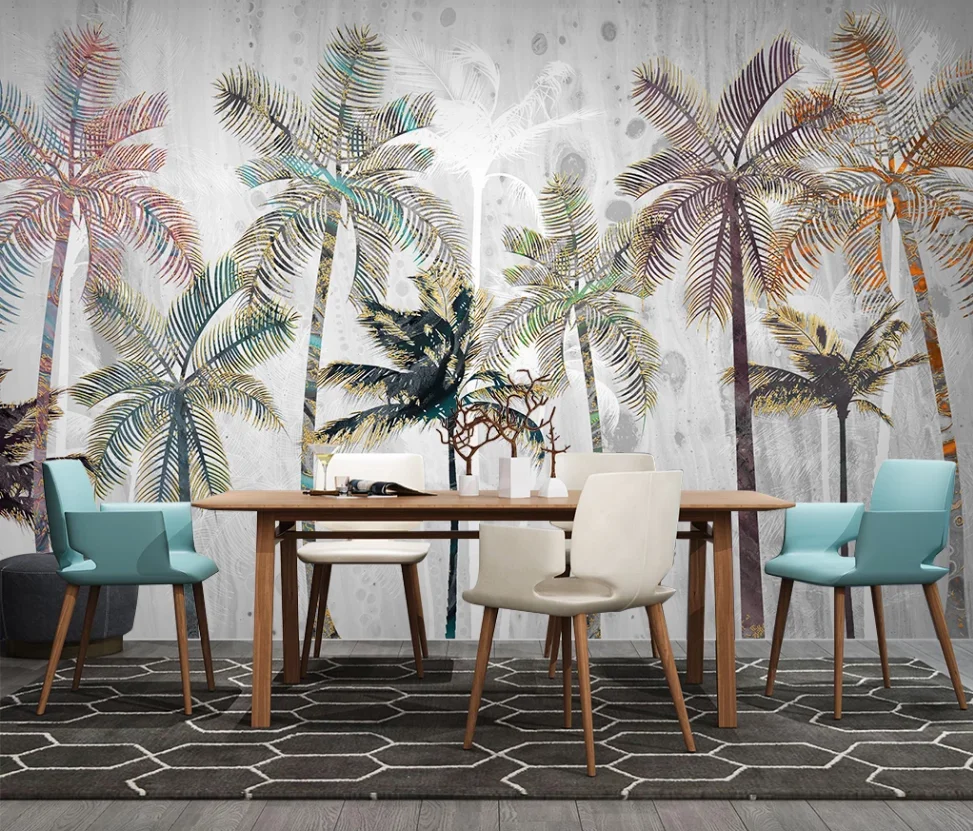 Настенные 3D-обои на заказ роскошные скандинавские светильники с тропическими