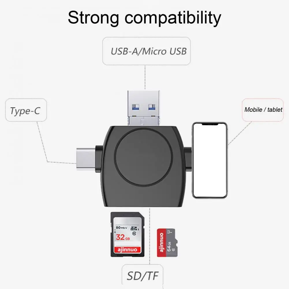 

Micro-SD Card Reader External Practical Wide Compatibility USB/Micro USB/8 Pin/Type-C TF/Micro-SD Memory Card Reader