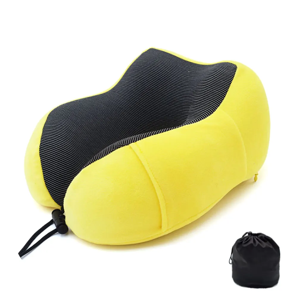 yellow Подушка для путешествий с эффектом памяти, подушка для шеи и шеи, подушка для самолета, автомобиля, офиса, подушки для сна, u-образная подушка для головы, подушка для поддержки подбородка - Цвет: yellow