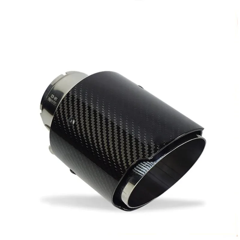 

Glossy Twill Carbon Fibre Car Exhaust Tip Black Coated Stainless Steel Muffler Tip Tail Pipe For BMW BENZ AUDI Without Logo