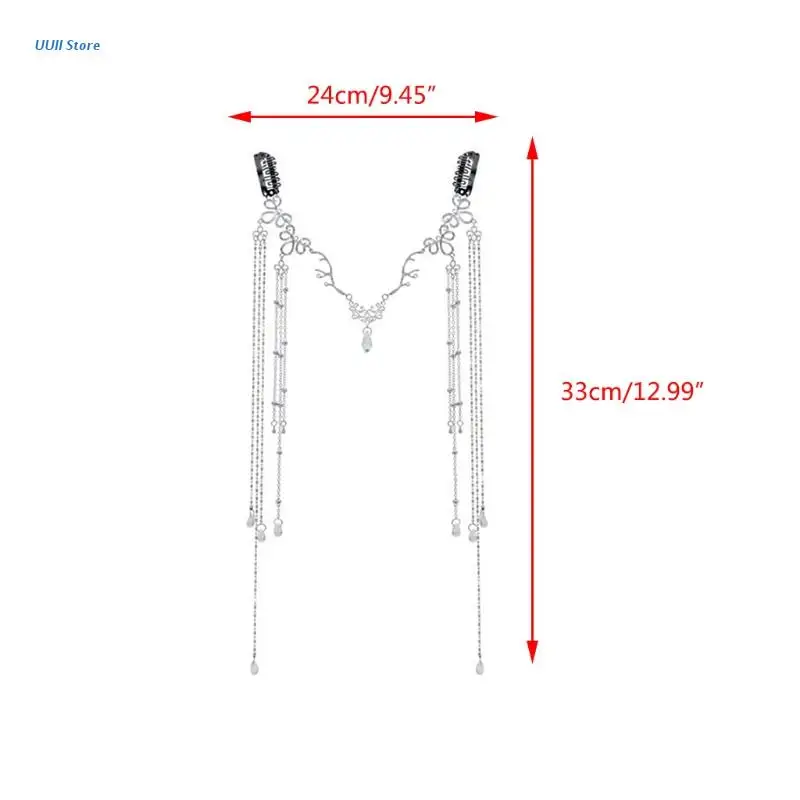 

Women Waterdrop Crystal Retro Head Chain Rhinestone Long Tassels Pendant Headpiece Jewelry Boho Forehead Headband