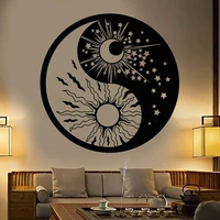 religion wall stickers yin yang symbol sun moon buddhism stars day night wall murals for living room vinyl wall decals y348