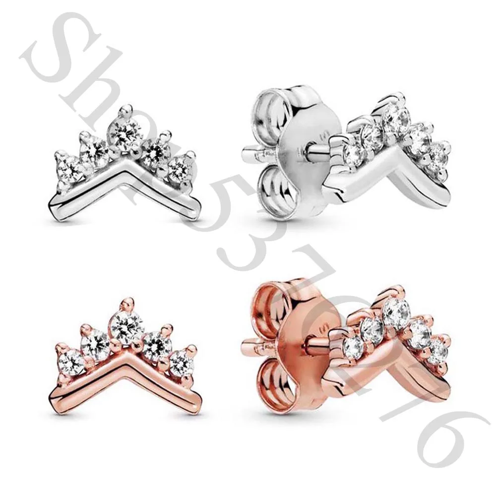 Аутентичные 925 пробы Серебряные Оригинальные серьги гвоздики в европейском