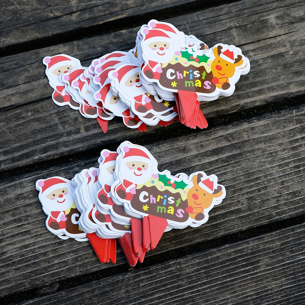 100 штук Санта Снеговик Олень кекс топперы дети день рождения торт Декор