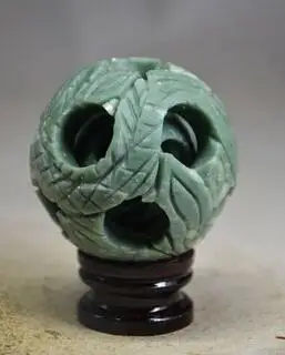 56 мм красивый китайский нефрит ручная работа резная 3-слойная головоломка шар и