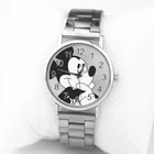 Часы женские кварцевые из нержавеющей стали, с изображением Микки Мауса