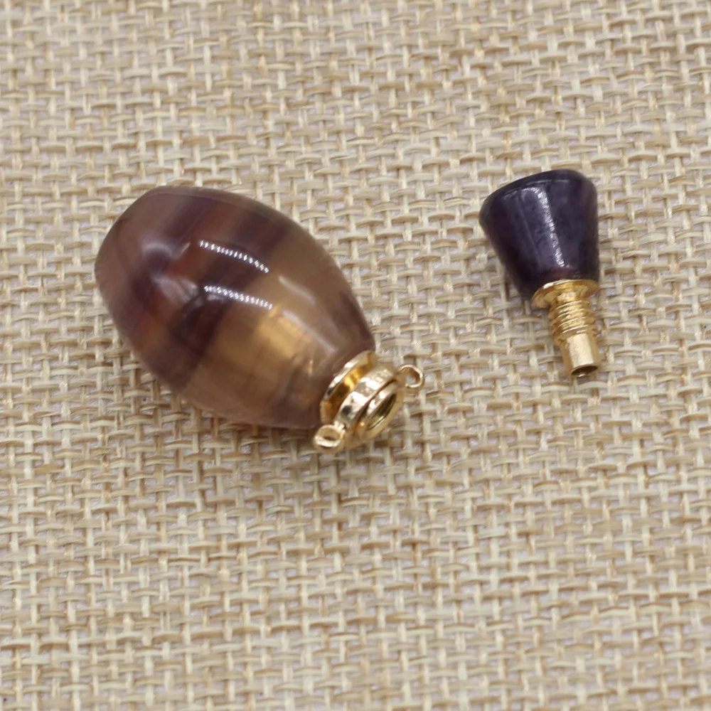 

Natural Stone Perfume Bottle Essential Oil Diffuser Connectors Charms Amethysts for Women NecklaceTrendy Gifts Size 16x33mm