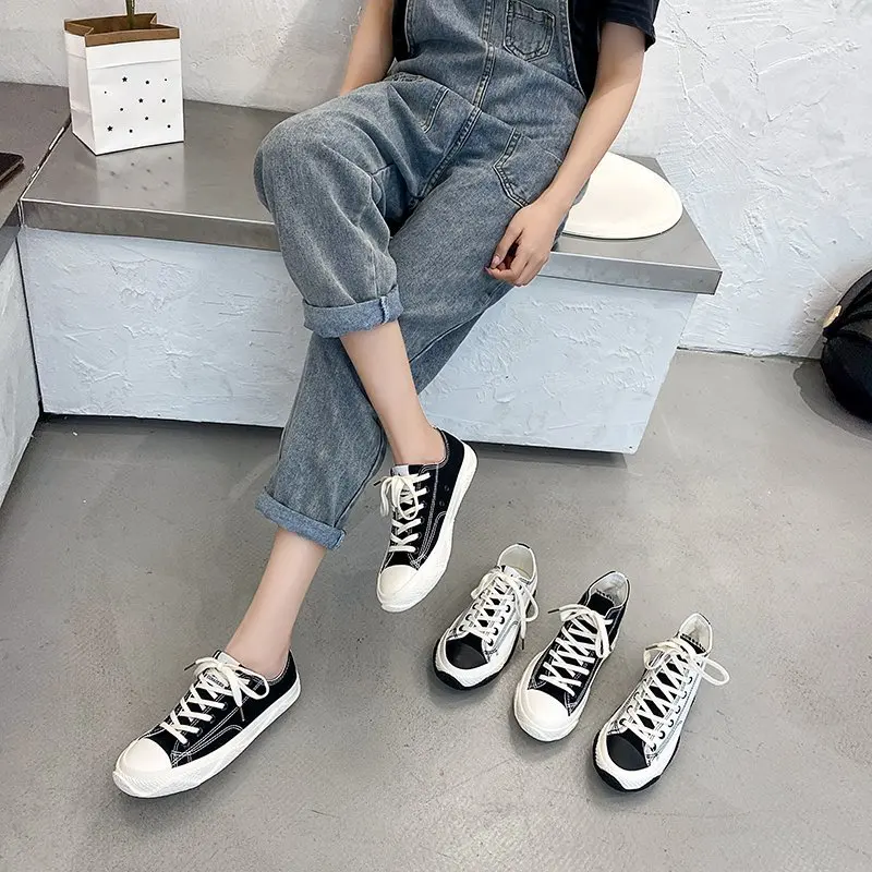 

Casual Shoes Woman High Top Sneakers Cavans 2020 Spring Female Casual Shoes black and White Canvas Sneakers zapatillas mujer