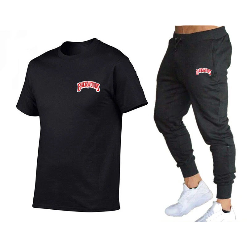 

deportivo informal para hombre, camiseta de manga corta y pantalones de dos piezas, absorbente de sudor y transpirable, Primaver