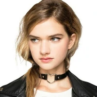 woman black punk choker collar necklace pu leather goth rivets choker necklace pendants party club sexy gothic femme jewelry