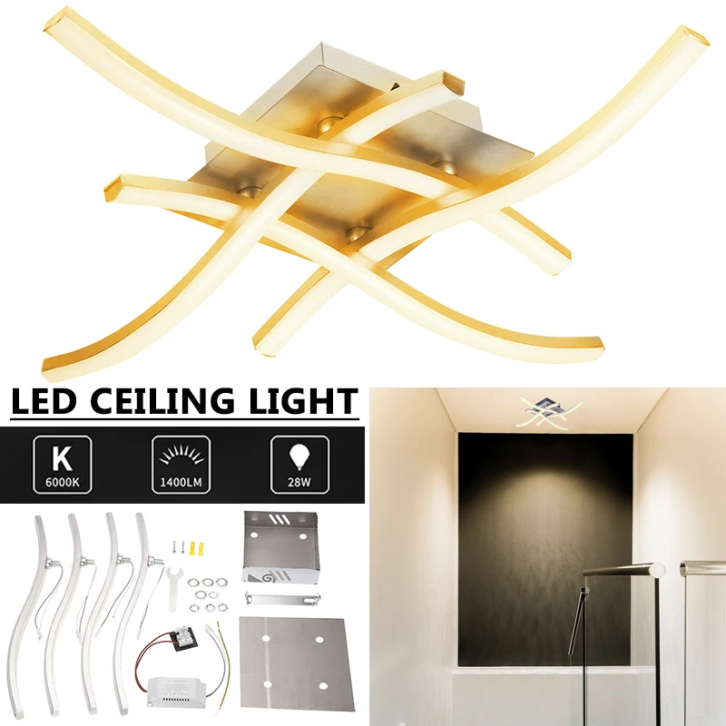 

Modern LED Ceiling Light 28W 3000 K/6000K Night Light Forked Shaped Ceiling Lamp for Living Room Decor Lamp