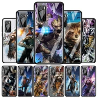 rocket raccoon marvel for huawei p40 p30 pro plus p20 p10 lite p smart z 2021 2020 2019 luxury tempered glass phone case