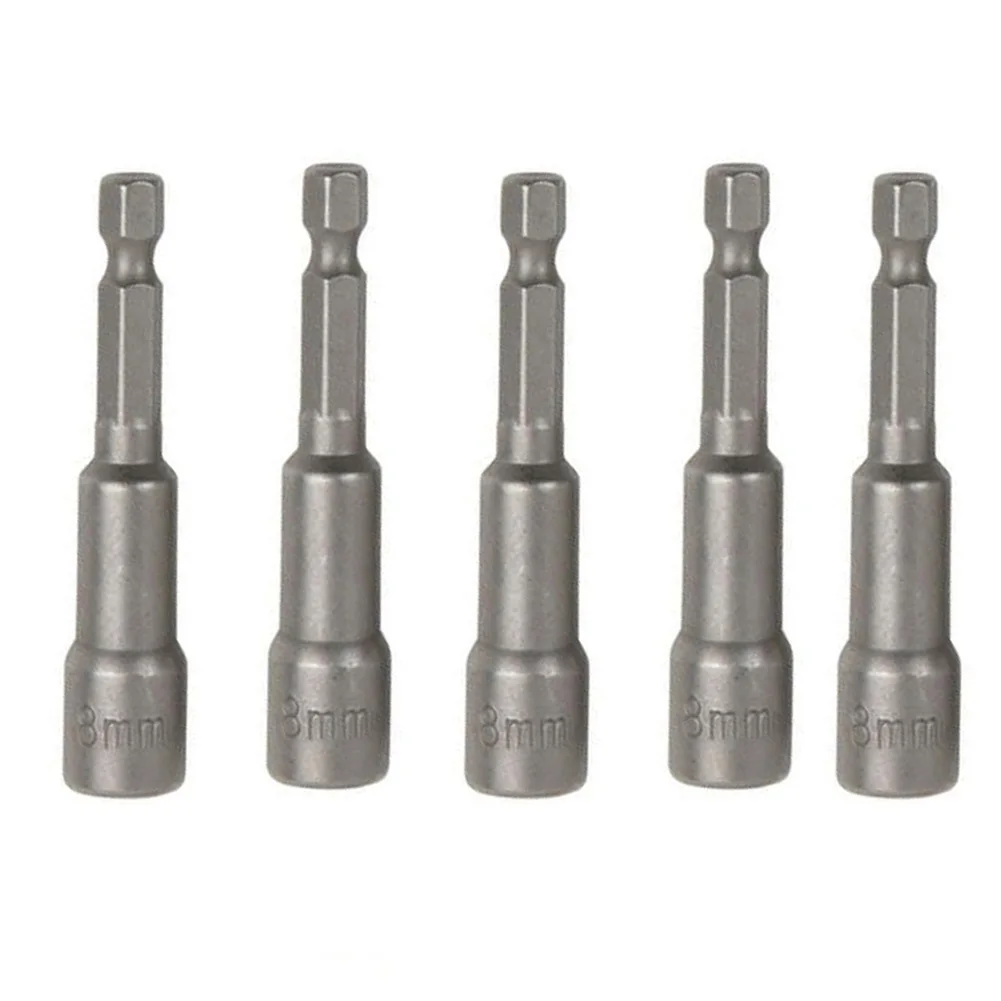 

8mm Hex Head Socket Adapter Socket Driver Tool Screwdriver Drive Bit 65mm Silver