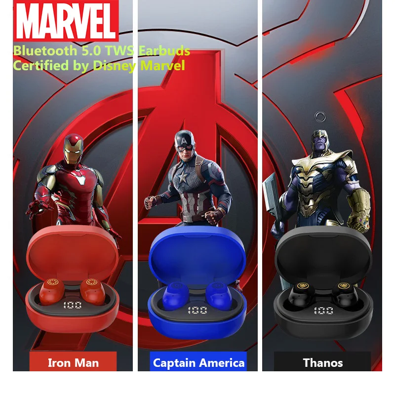 Оригинальные авторизованные TWS наушники Marvel Bluetooth 5 0 со светодиодным цифровым