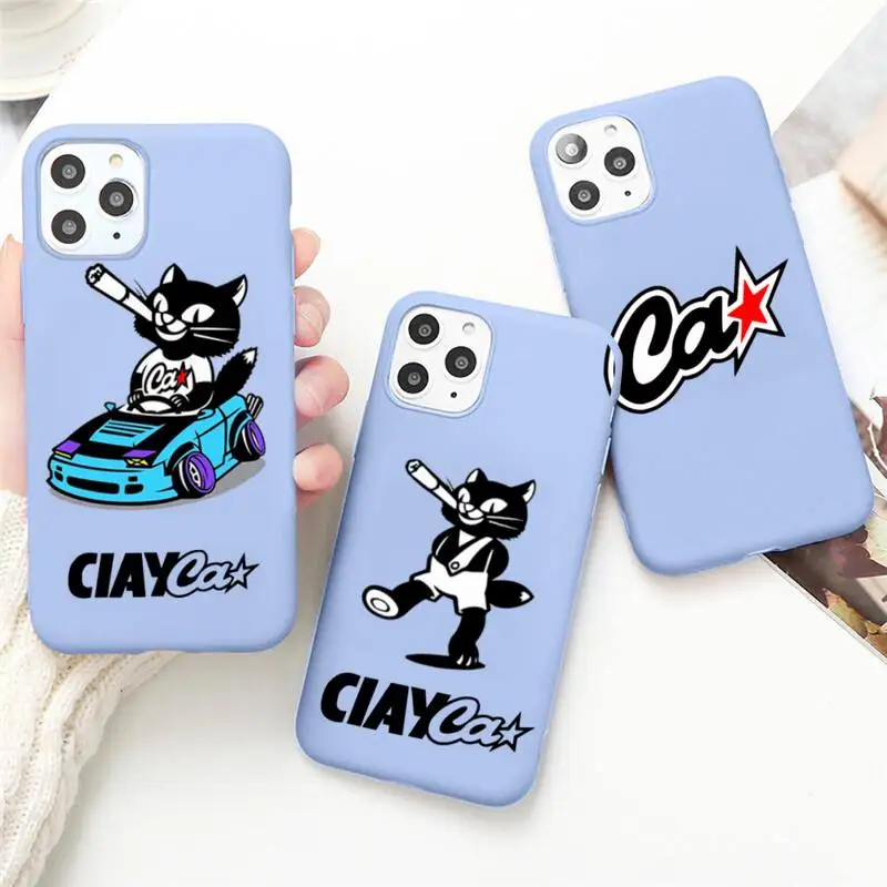 

Ciay KOT Ca Shop Phone Case for iPhone 13 12 mini 11 Pro Max X XR XS 8 7 6s Plus Candy purple Silicone cover