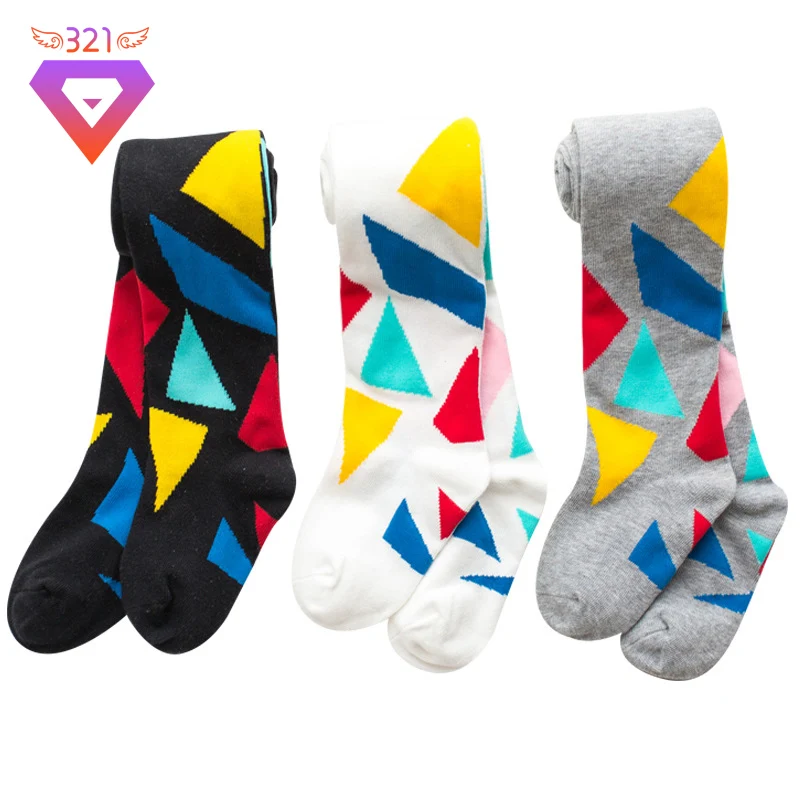 Детские колготки с геометрическим рисунком на весну осень зиму для детей от 2 до 8