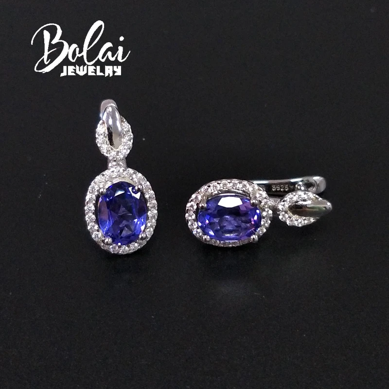 Bolaijewelry, стиль нано серьги с танзанитом, создан элегантный дизайн стерлингового серебра 925 Серьги, изящные украшения для женщин вечерние
