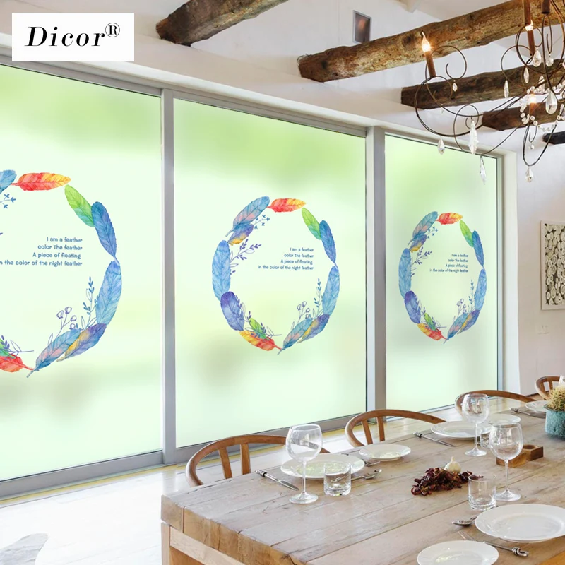 DICOR/Новинка 2019 цветное витражное окно декоративные пленки перо богемный стиль