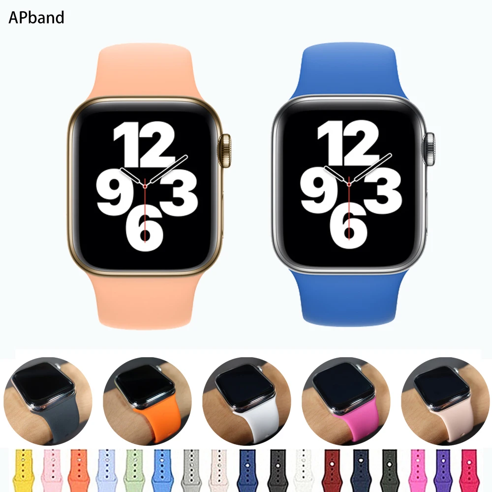 Ремешок силиконовый для Apple Watch Band 44 мм 40 резиновый браслет iwatch 42 38 4 3 5 6 SE|Ремешки