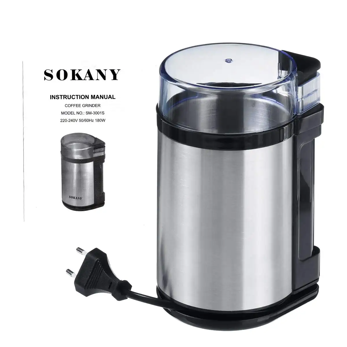 180W Нержавеющая сталь лезвие кофе в зернах для кофеварки шлифовальный станок 75 г для дома, кухни, офиса Нержавеющая сталь 220V дома Применение Кофе чайник
