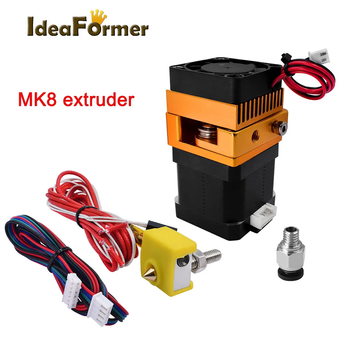 

Hot End MK8 Extruder Upgrade Aluminium 0.4MM Nozzle With Motor +Fan+Heat Kit For 1.75mm Fliament Makerbot Prusa 3D Printer Parts