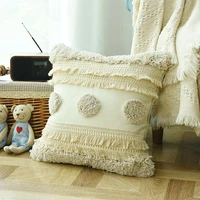 cream woven bohemian tufted pillow cases with decorative square cushion cover christmas 45x45